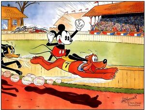 Micky Maus und Pluto, der Rennhund