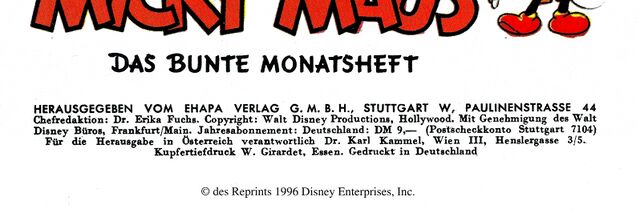 Detailaufnahme des Reprint-Hinweises. Wenn es ihn gibt, steht er immer unter dem Impressum. Steht unter dem Impressum nicht die Angabe, dass es ein Reprint ist, hält man ein Original in den Händen.[1] (© Egmont Ehapa)